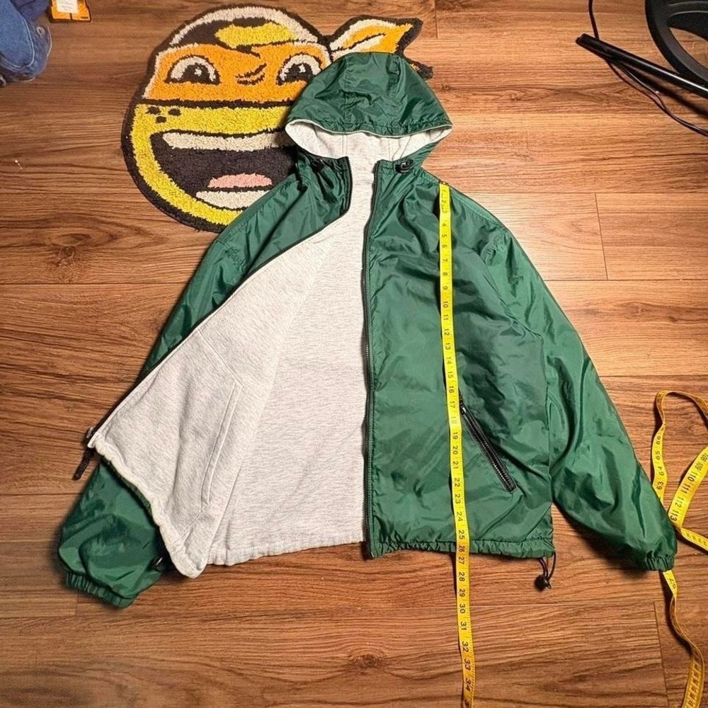 Y2K Green & grey reversible windbreaker jacket (0158)
